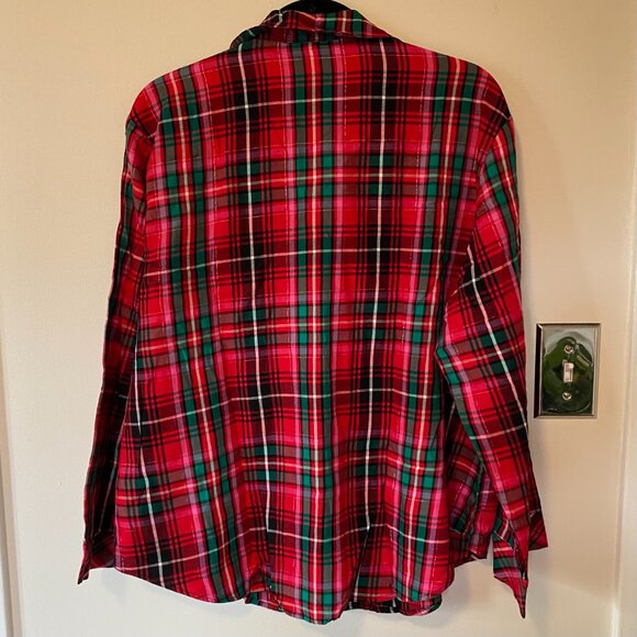 NWT Victoria Secret Ladies XL Long Sleeve Pajama Set Flannel Red Pink Plaid - Picture 4 of 14